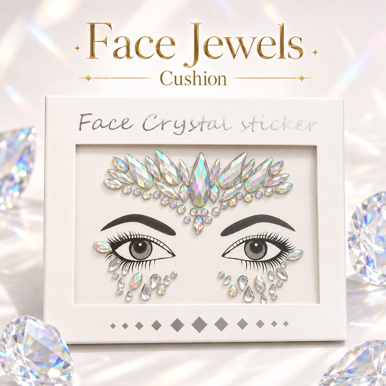 Face Jewels met iriserende strass-steentjes voor festival make-up