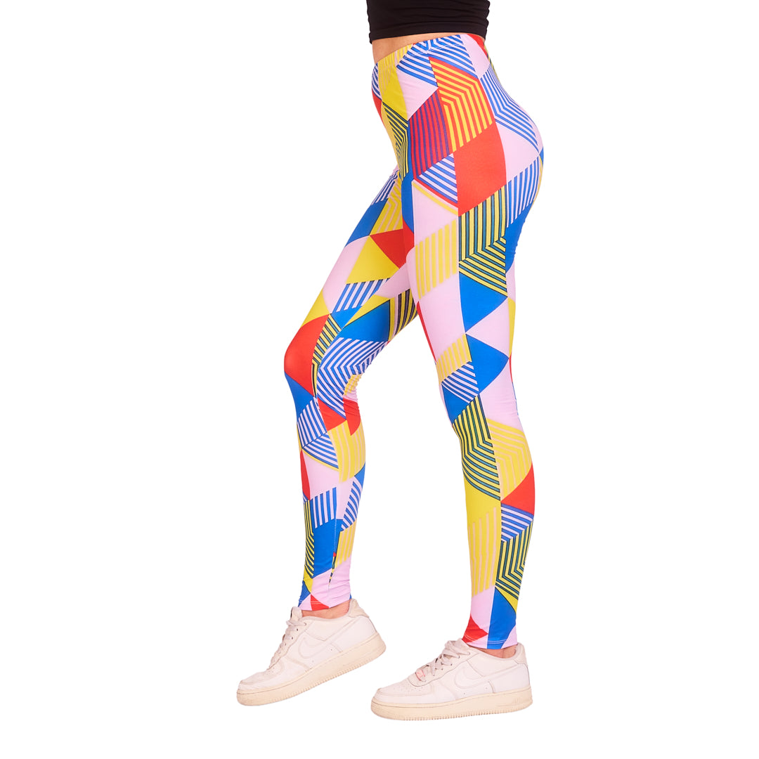 Geoffrey's Geo Genialiteitbar geometrische legging met kleurrijke abstracte vlakken