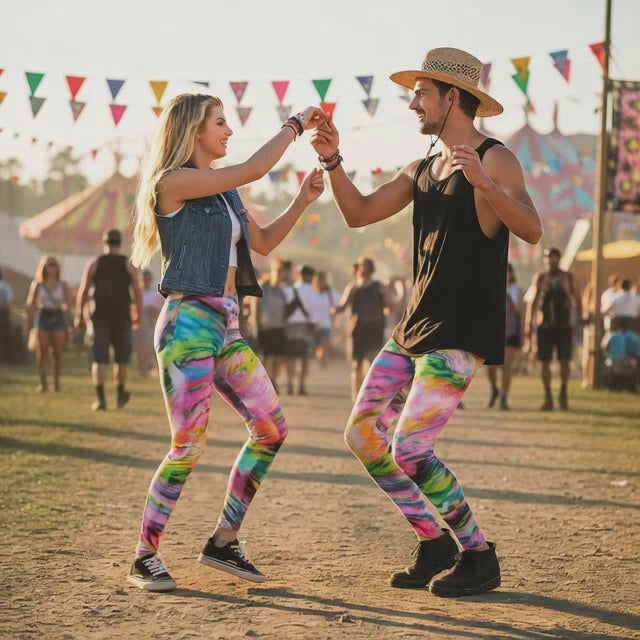 LSDeze is van het Padje Legging – kleurrijke festival- en sportlegging met print